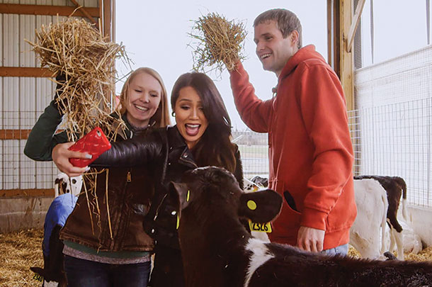 Scenes from Season Two of the online, DMI-created series “Acres and Avenues” featuring Millennial dairy farmers connecting with other social-media star Millennials.