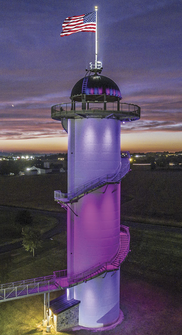 LED lighting on the silo can be changed to reflect holidays