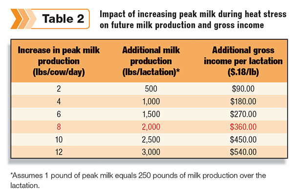 potential for a more productive and profitable lactation as a result of minimizing heat stress