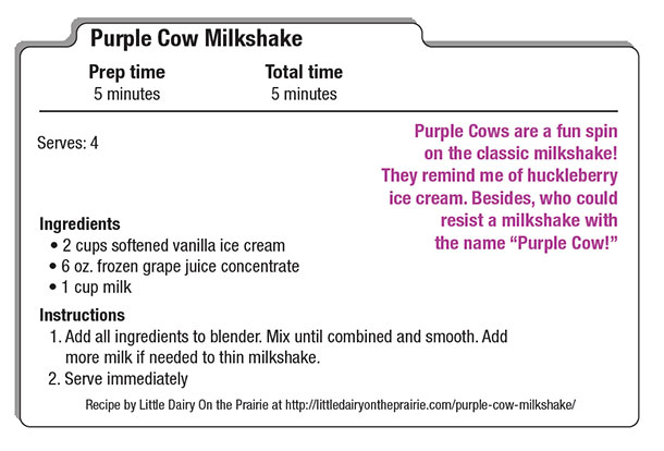 Recipe for purple cow milkshakes