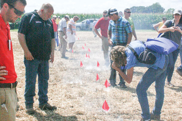 A smoking demonstration reveals the number of access points for liquid to enter a tile drainage system