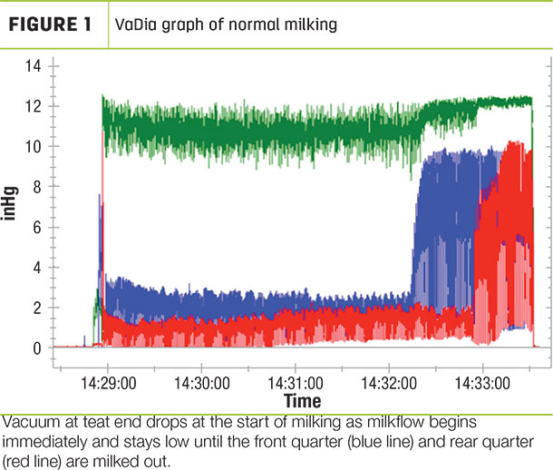 VaDia graph of normal milking