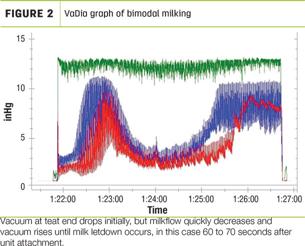 VaDia graph of bimodal milking