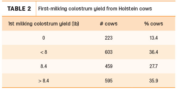 First-milking coloctrum yield from Holstein cows